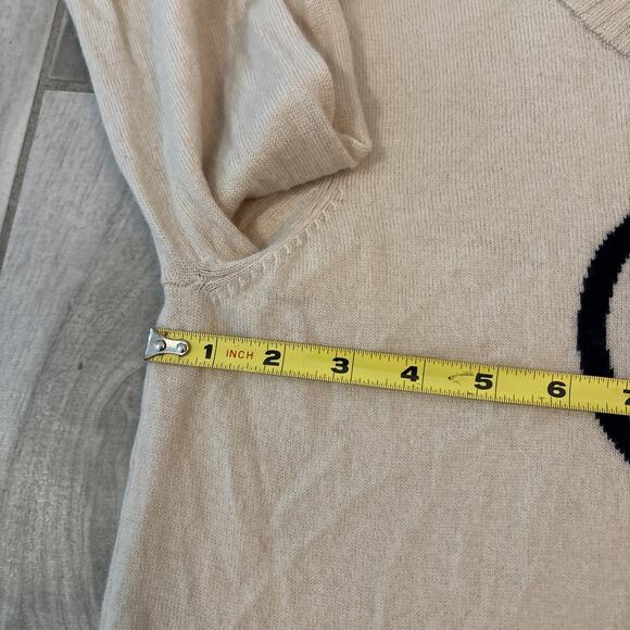 Tory Burch Sweater Womens Small Wool Cashmere Blend Tory Logo Cream Crew - Picture 4 of 8